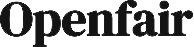 Lockup logotype Openfair sur fond blanc
